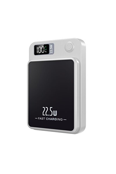 OEM External battery, 10000 mAh, magnetic charging, wireless 22.5 W AND USB 15 W, Fast charger, white