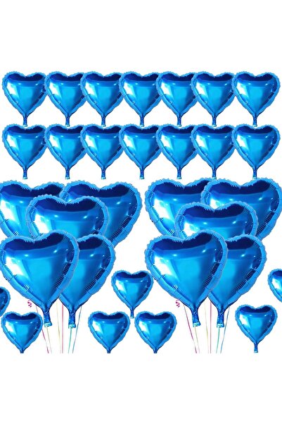 Skygo Metalized Shiny Blue Heart Shaped Flying Balloon Foil 18 Inch 45 cm 25 Pcs