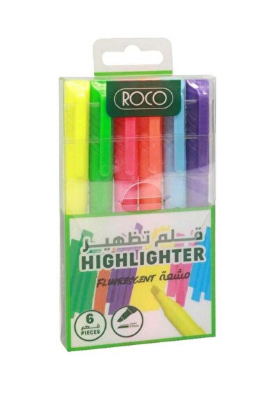 Roco مجموعة أقلام تمييز متعددة الألوان من 6 قطع