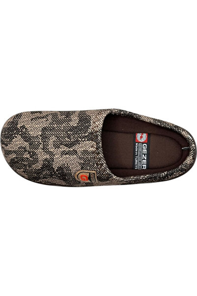 GEZER Ανδρικές παντόφλες, καφέ με με τύπωμα , μέγεθος 44, 27,5 cm, άνετη σόλα, ζεστές