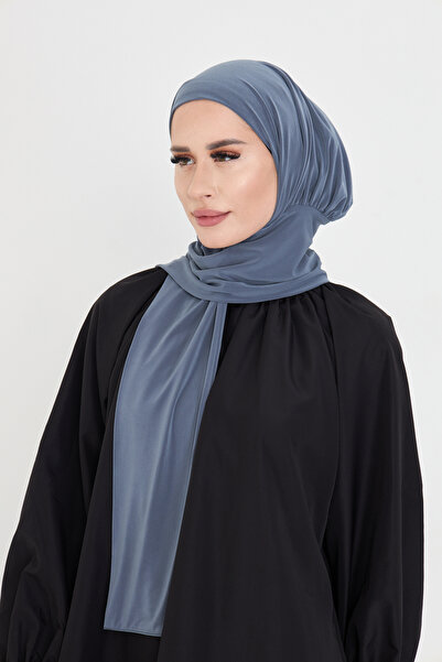 HÜRREM BONE Anthracite Practical Ready-To-Wear Hijab Bonnet Sandy Neck Collar with Snap Fasteners 2505_25