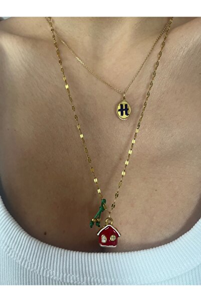 Hoop jewelery قلادة من الفولاذ على شكل سلسلة خضراء للعام الجديد