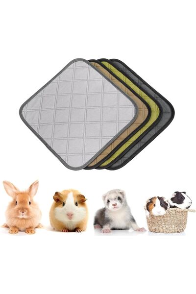 COOYA 4 Pack Hamster Cage Liner,Washable Pee Pads for Small Pet,Reusable Hamster Bedding,Non-Slip Mat for