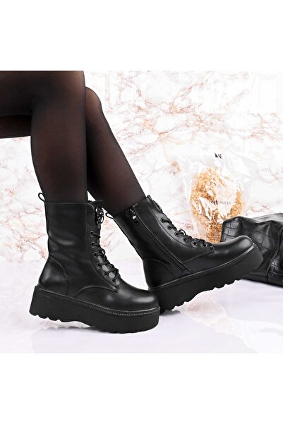 Tmall Ghete de damă, din piele cu interior din blană, TM1GD1076, Negru