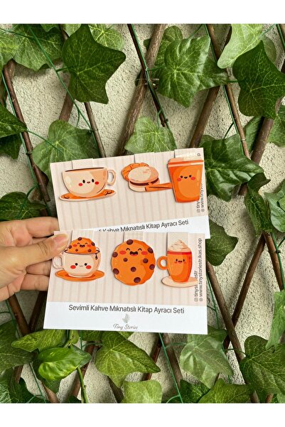 tinystoriestr Mıknatıslı Kitap Ayracı Kahve Temalı - 6 Adet