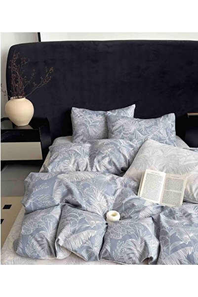 JOJO HOME Set lenjerie de pat, bumbac finet, 6 piese, 230x240cm, Bleu Tropical