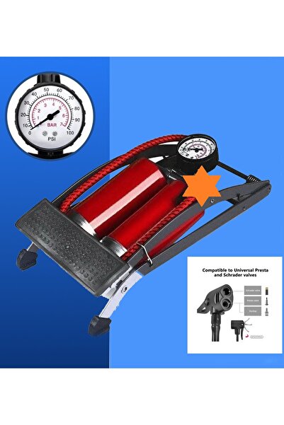 ELKA Foot Pump Bike Pump Motorcycle Pump Inflation Pump Double Thick Piston 100 Psi