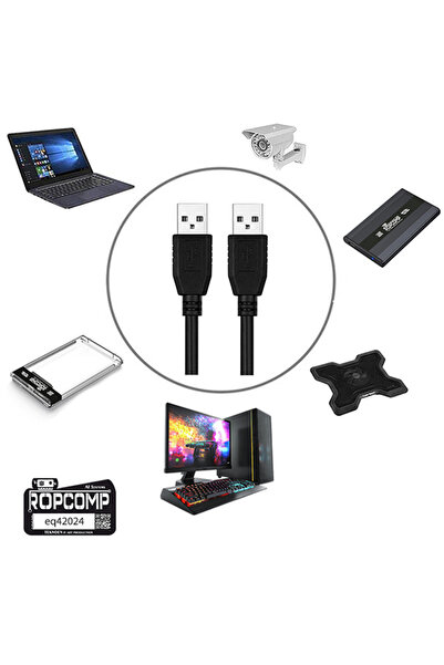 Ropcomp USB Uzatma Kablosu İki Ucu Erkek 100cm