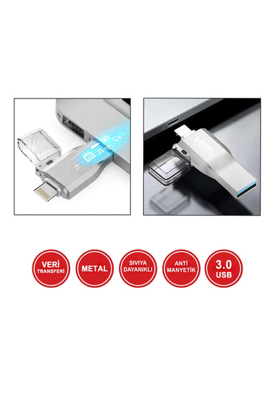 MTL 128 Gb Compatible with iPhone USB Flash Memory Otg 3.0 Fast Reading Metal Case Phone Tablet Compatible
