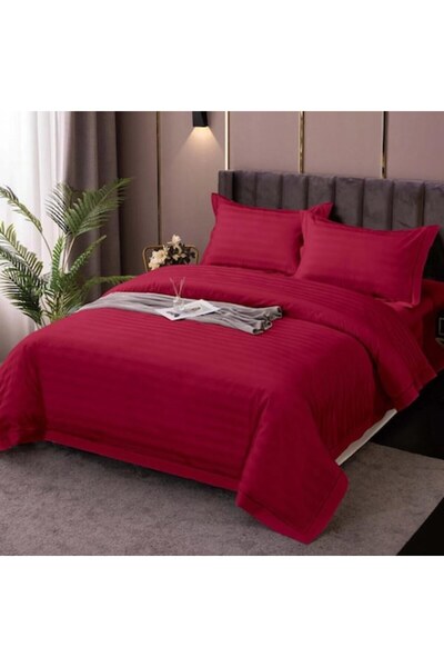 OEM OrizzFlare cotton bed linen, 4 pieces, double bed, 230 x 250 cm, red