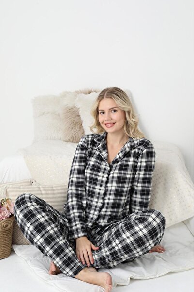NİGHTMOOD WOMEN'S SUEDE BUTTONED PAJAMA SET