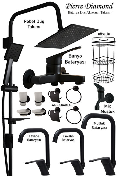 tesitay Matte Black Bathroom, Sink, Kitchen Faucets Faucet Fixture Robot Shower Accessory Sink Shower Set