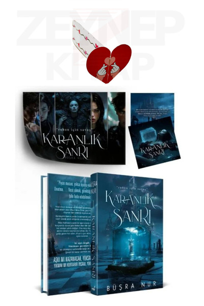 İndigo Kitap Karanlık Sanrı - Büşra Nur (CİLTLİ) Özel Tasarım Kalp Ayraç Hediye