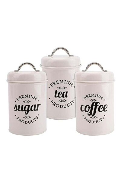 Saharaz مجموعة من 3 حاويات مطبخ محكمة الإغلاق بتصميم عتيق مع أغطية وقهوة وشاي...