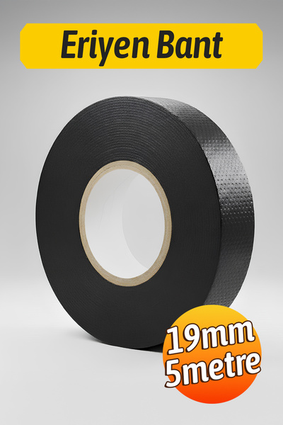 Badem10 Siyah Kendinden Kaynayan Silikon Soğuk Sarma Eriyen Bant 19mm x 5m Tekli Hava Su Elektrik İzolasyonu