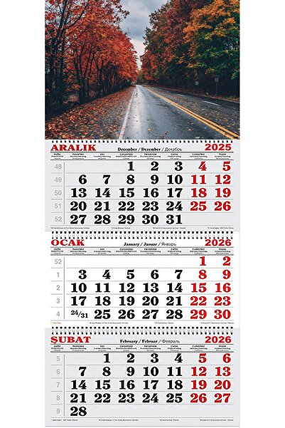 GENC DIJITAL BASKI 2026 Yılı Gemici Takvimi- Sonbahar Manzaralı Yol