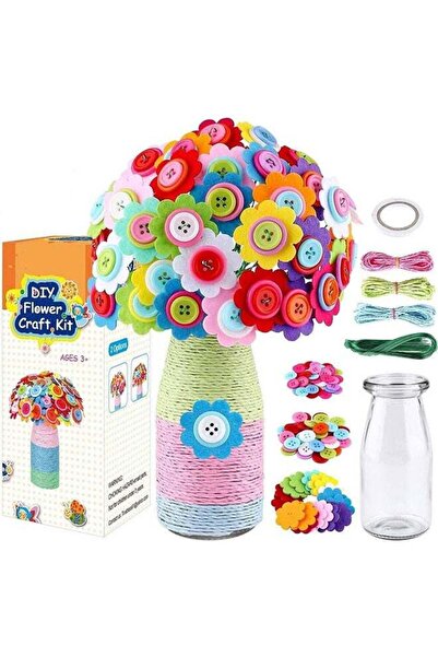 Saharaz مجموعة أدوات حرفية للأطفال لصنع باقة زهور خاصة بك باستخدام الأزرار وألعاب فنية من زهور اللباد