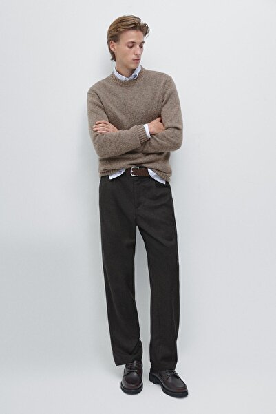 Massimo Dutti Straight fit kareli dokulu pantolon