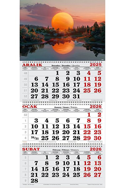 GENC DIJITAL BASKI 2026 Yılı Gemici Takvimi- Göl, Orman ve Kızıl Güneş