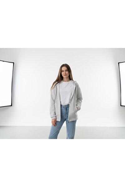 LYVEAN سويت شيرت من القطن الممشط بثلاثة خيوط مبطن بالصوف مزود بسحاب