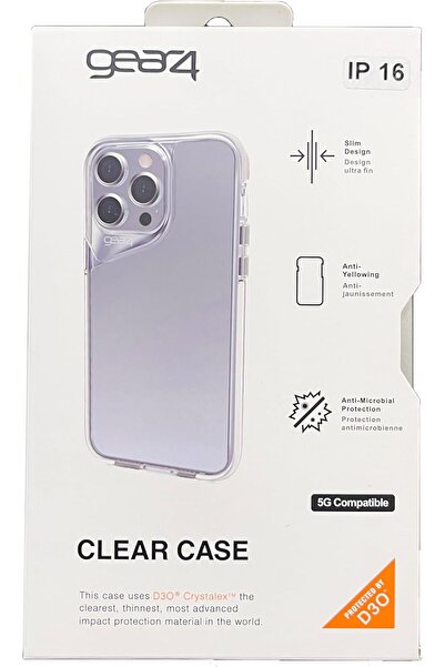 GEAR4 كفر ايفون خلفي شفاف جير 4 كريستال حماية متقدمة من الصدمات تقنية دي 3 او المدمجة غطاء مضاد للاصفرار