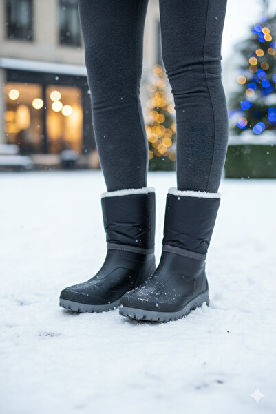 Deniz Terlik Unisex İçi Sıcak Astarlı Kar ve Yağmur Botu