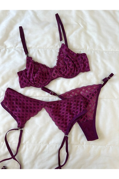 Feruzdesign Emilly Вишневий бюстгальтер з балеринами, комплект з 3 штук