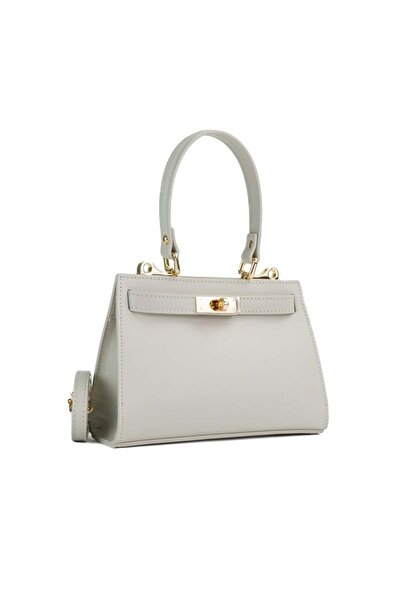 Posete Fagaras Gloria Leather Purse - Light Grey, 1 Compartment, 1 Pocket, Adjustable Strap