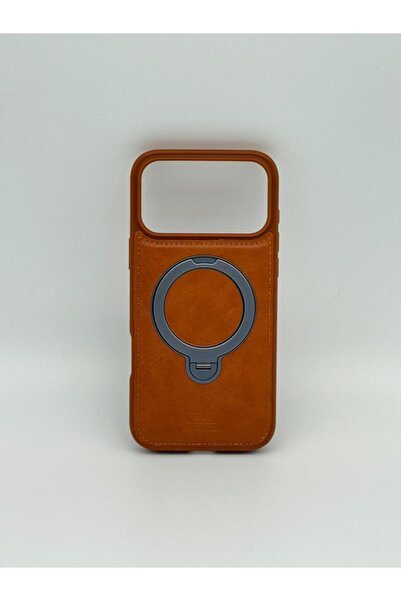 GENERAL جراب هاتف MagSafe فاخر من الجلد الصناعي مع حامل حلقي مغناطيسي - غطاء iPhone 17 Pro Max