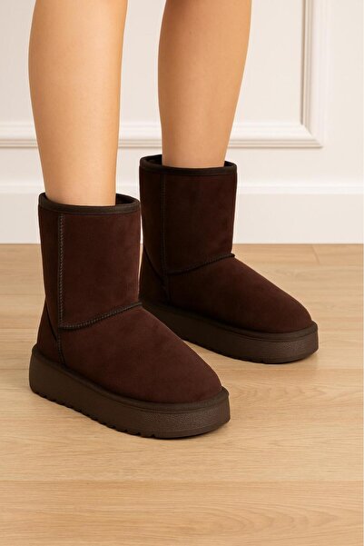 Melissa Boutique Kadın Acı Kahve İçi Kürklü Kalın Taban Midi Boy Kar Botu