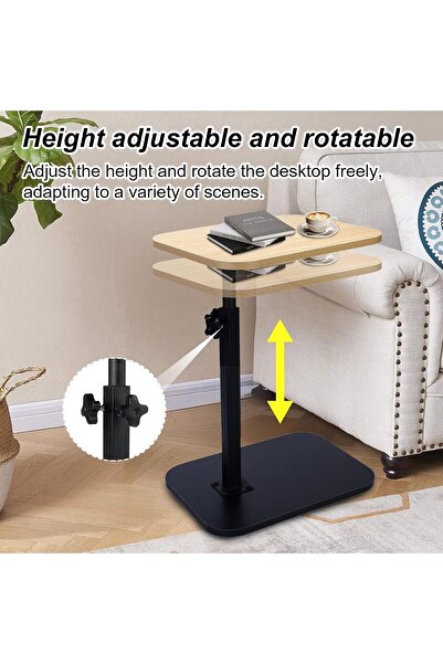 Roam shop Adjustable Height 360° Rotating Desktop,End Table,Coffee Table C Shaped Bed Table,Modern Side Desk