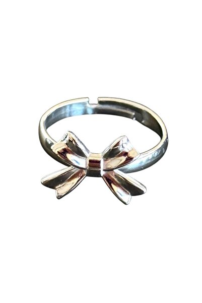 TAKIŞTIR Silver Color Ribbon Figured Adjustable Steel Ring