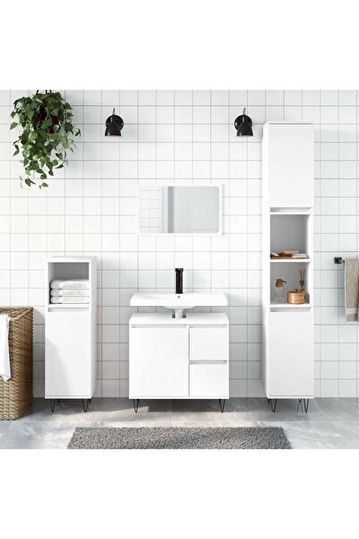 vidaxl خزانة حمام بيضاء 65x33x60 سم من الخشب الهندسي