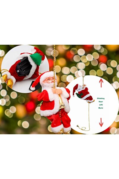 zola Διαδραστική διακόσμηση για τις γιορτές, μουσικός Άγιος Βασίλης που ανεβοκατεβαίνει στο σχοινί, μέγεθος Άγιου Βασίλη