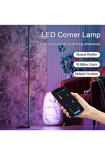 Generic Smart LED Corner Floor Lamp 1000 Lumens Color Changing Standing Light with Music Sync