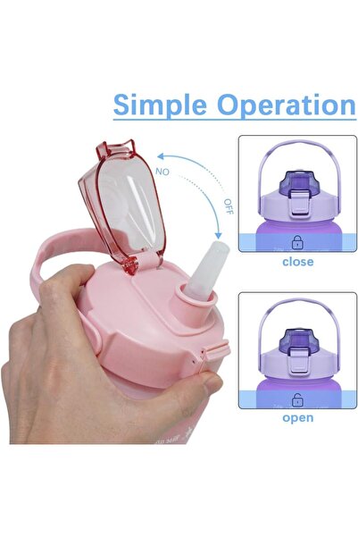 COOYA 64 oz Large Capacity Water Bottle with Motivational Time Markers and Straw, Portable, Leakproof