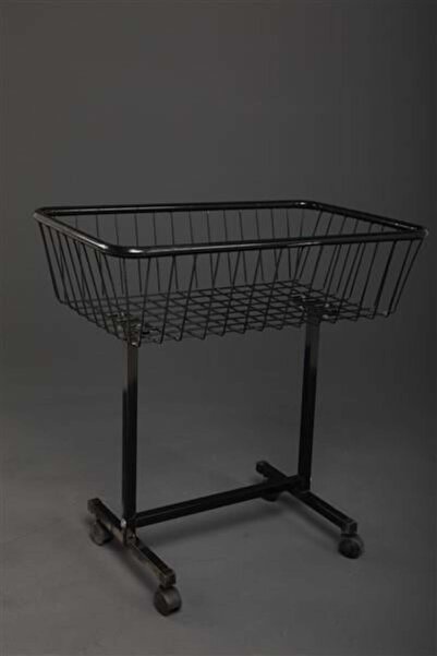 SMR MODERN RAF AHŞAP VE ÇELİK RAF SANAYİ 50*80 Tekerlekli Havuz Sepet Siyah