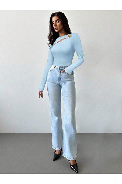 MOONBULL Γυναικεία μπλούζα με άνοιγμα χρυσά κουμπιά στο στήθος