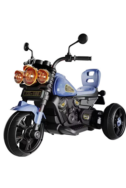 Toybox Electric Bike for Kids, Rechargeable Kids Bike with LED Lights, USB & Music, Blue