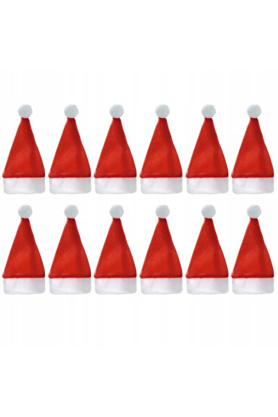 zola Christmas cutlery holder set, mini hat model, 12 pieces, textile, red/white, 12x6 cm