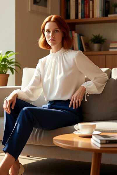 PayBuy Women's Mock Neck Balloon Sleeve Woven Blouse Elegance and Comfort Combined Quality Stylish Comfortable Modern Elegant