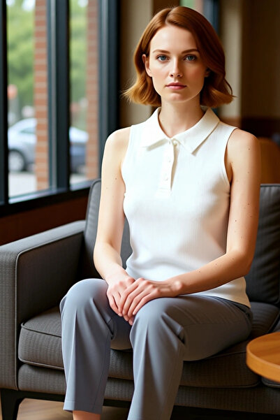 PayBuy Polo Neck Sleeveless Knitted Blouse Summer Casual Fit Zarifane Design Quality Craftsmanship