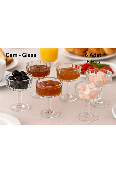 Aslı Hediyelik 6’lı Şeffaf Lokumluk Şekerlik , Kahvaltılık Reçellik Seti – Şı...