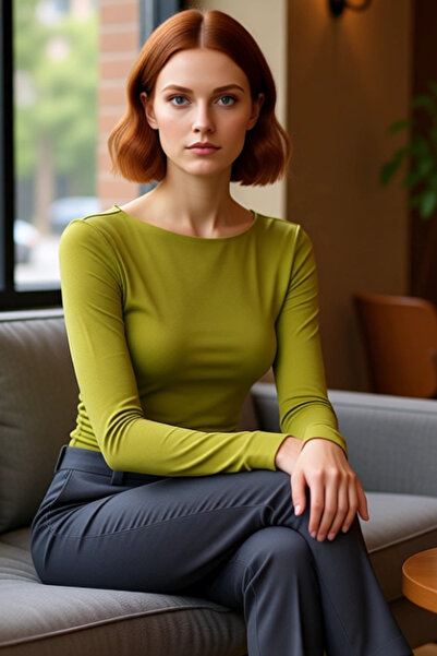 PayBuy Women's Fitted Viscose Ribbed Boat Neck Low Sleeve Ruched Detail Long Sleeve Knitted Blouse for Daily Wear