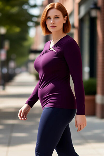 PayBuy Bluză din material subțire cu guler asimetric pentru femei, mărime mar...