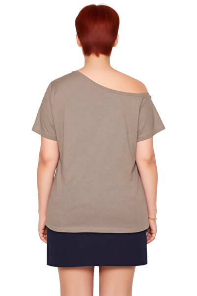 PayBuy Women's Black Asymmetric Collar 100% Cotton Short Sleeve Knitted Blouse for Daily Stylish and Comfortable Use