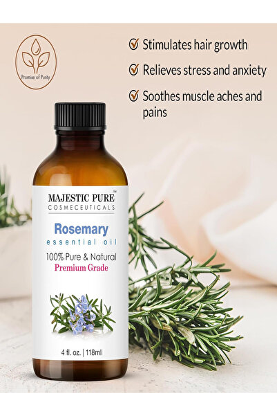 Majestic Pure Rosemary Essential Oil with Glass Dropper, 118ml