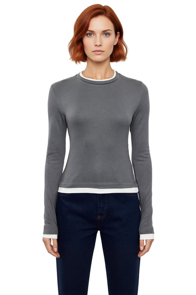 PayBuy Women's Fitted Viscose Ribbed Blouse Mock Neck Standard Sleeve Long Sleeve Casual Daily Wear Product Quality