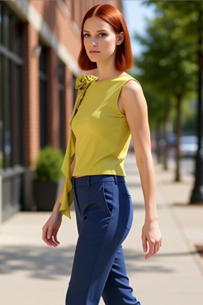 PayBuy Women's Crew Neck Ruffled Knitted Blouse Casual Stylish Style Comfortable and Perfect Fit