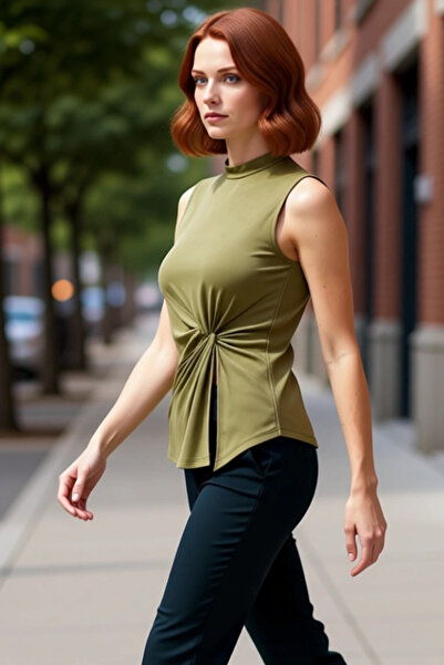 PayBuy Kadın Asimetrik Kolsuz Örme Bluz Modal Polyester Günlük Şık Özenle Seç...